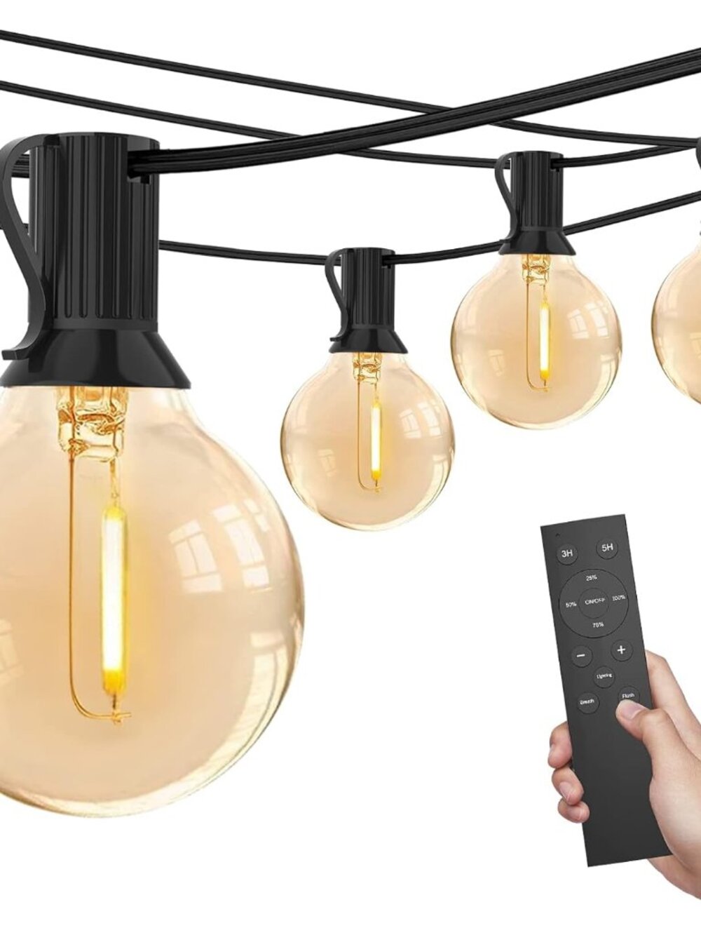 50FT Outdoor String Lights with Remote Control, USB Powered Patio Lights